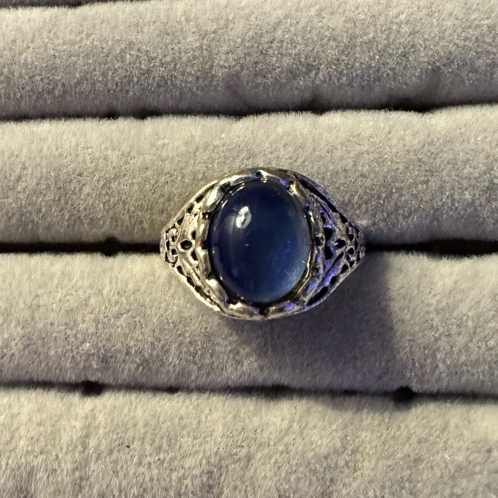 Blue See Through Stone Ring